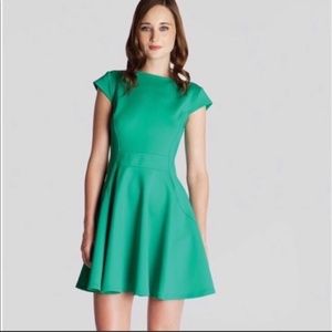 Ted Baker Mini Fit and Flare Green Short Sleeve Dress.